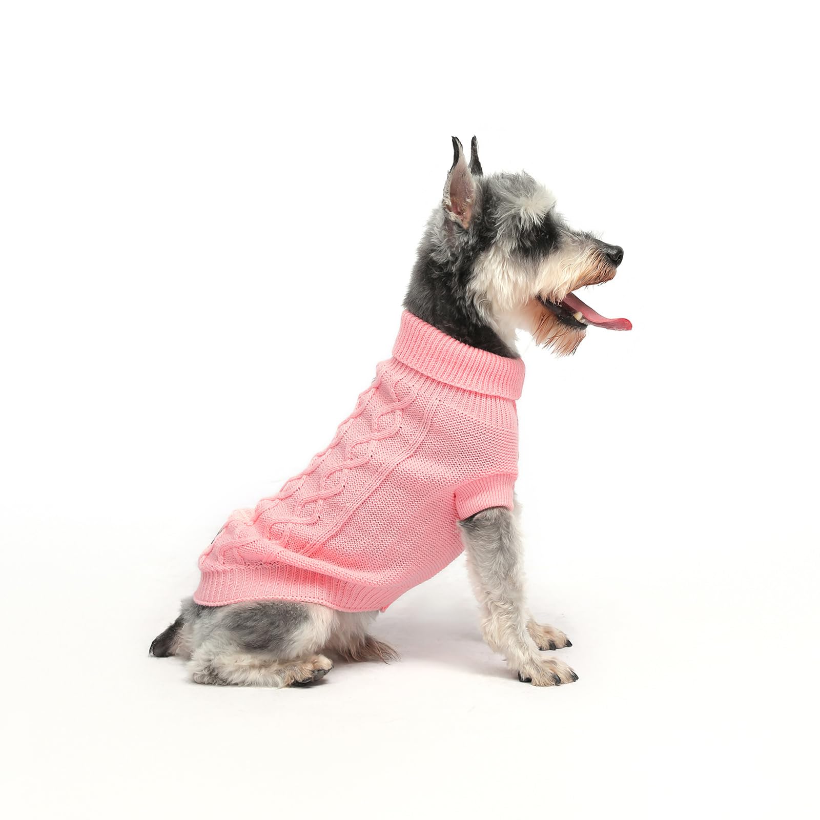 Mengmengda,Dog Pullover Sweater, Cold Weather Cable Knitwear, Warm Clothes For Chihuahua, Bulldog, Dachshund, Pug, Yorkie,Dog Outfits For Small Dogs Medium Dogs (Pink Xs)…