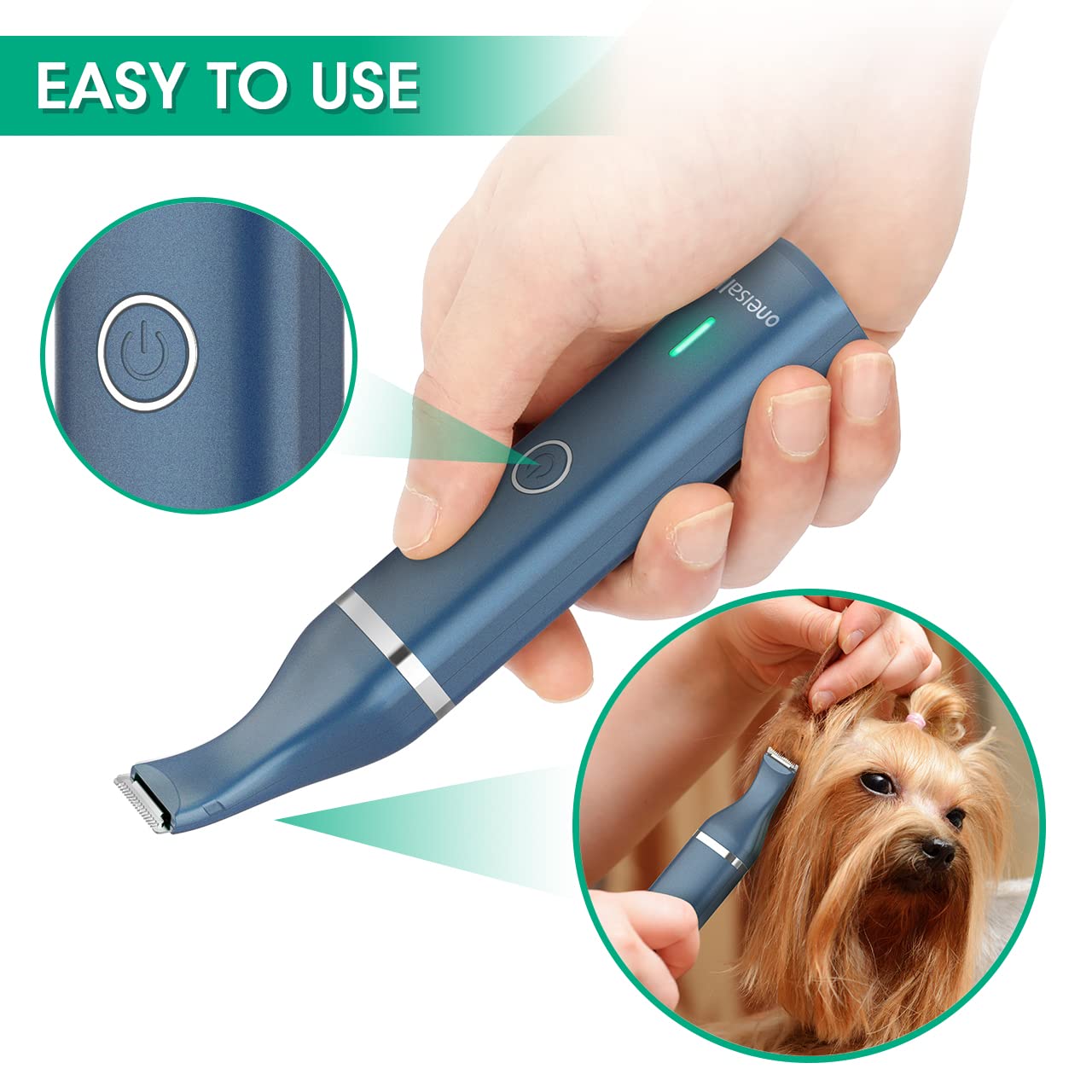 Oneisall Dog Clippers With Double Blades,Cordless Small Pet Hair Grooming Trimmer,Low Noise For Trimming Dog'S Hair Around Paws,