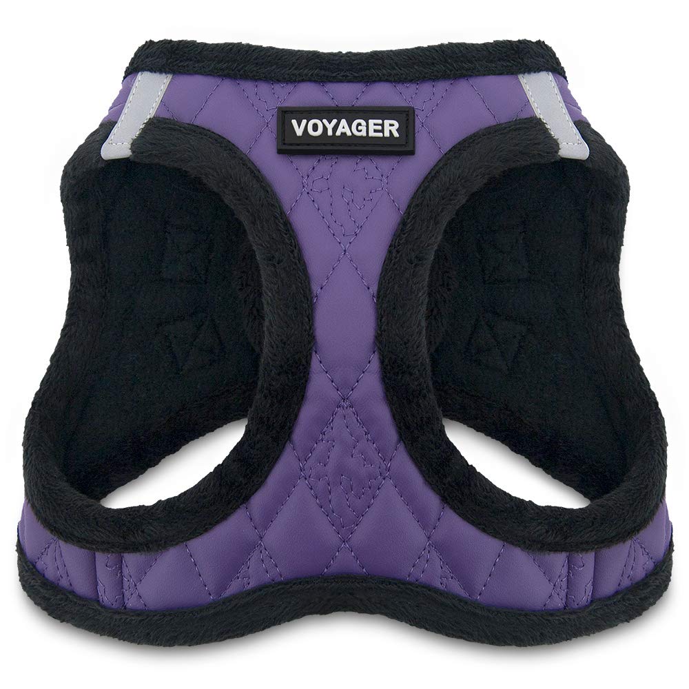 Voyager Step-In Plush Dog Harness – Soft Plush, Step In Vest Harness For Small And Medium Dogs By Best Pet Supplies - Harness (Purple Faux Leather), S (Chest: 14.5 - 16')