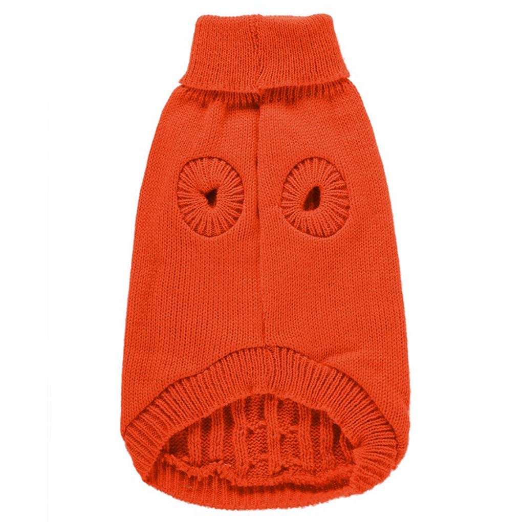 Chborchicen Small Dog Sweaters Knitted Pet Cat Sweater Warm Dog Sweatshirt Dog Winter Clothes Kitten Puppy Sweater (Large, Orange)
