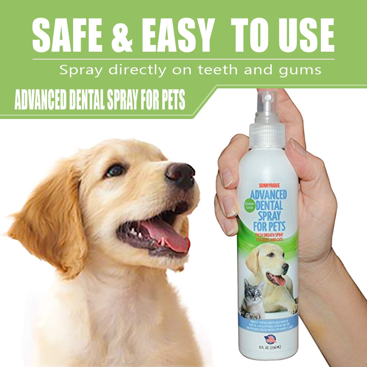 Sonnyridge Dog Dental Spray Removes Tartar, Plaque and Freshens Breath Instantly. The Most Advanced Dental Spray for Healthy Tee