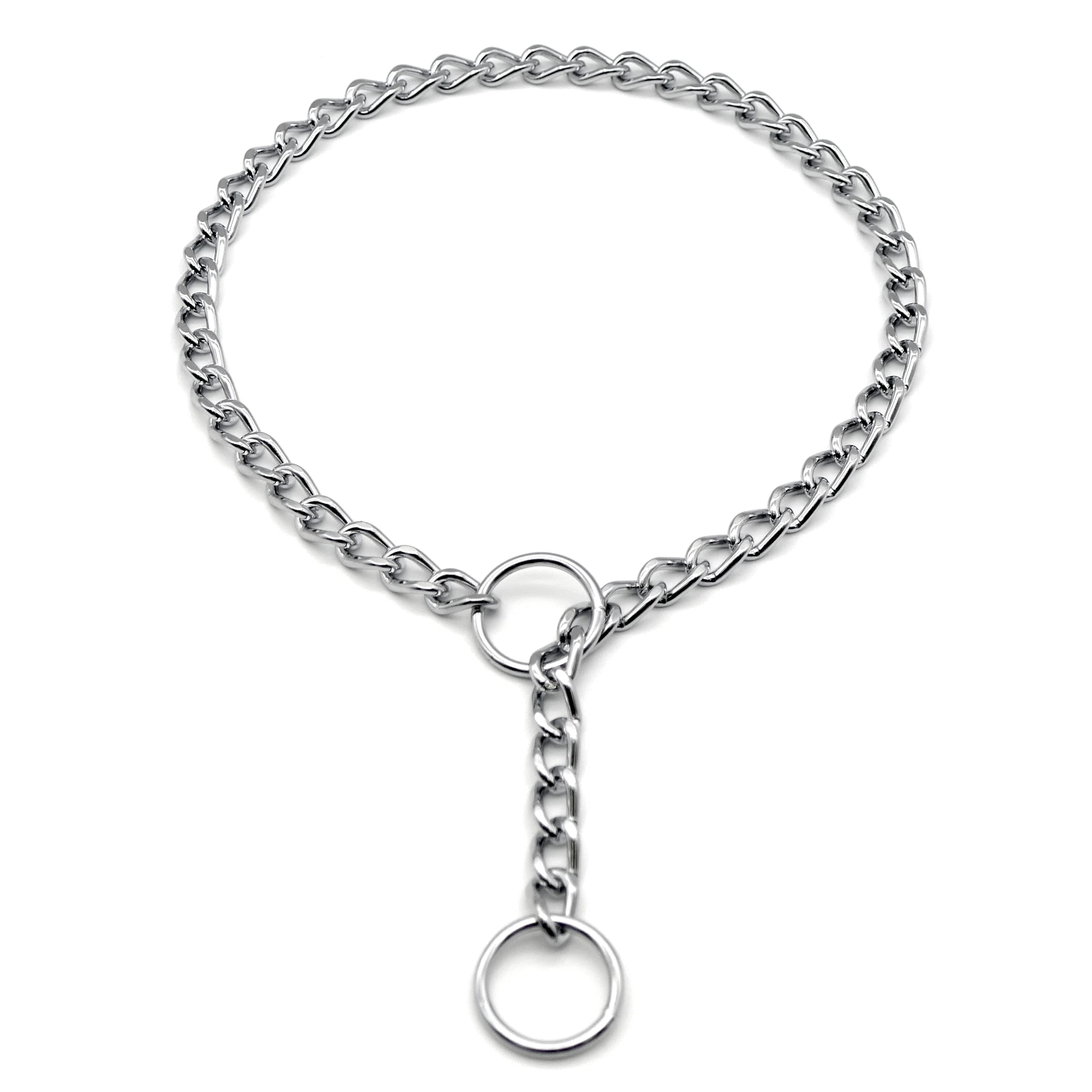 Herm Sprenger Chrome Plated Steel Dog Collar With Short Flat Links Choke Chain Two O-Rings For Small Medium Large Dogs Professio