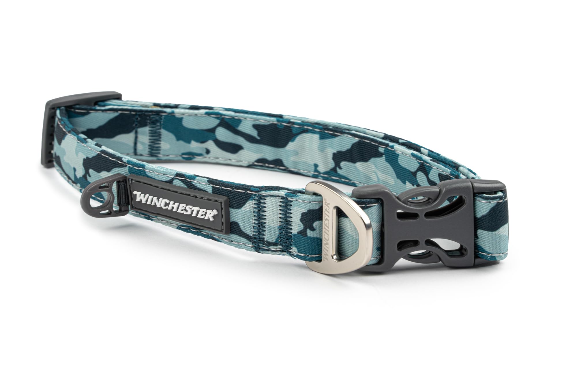 Winchester Printed Designer Dog Collar, Camo, Aqua, S