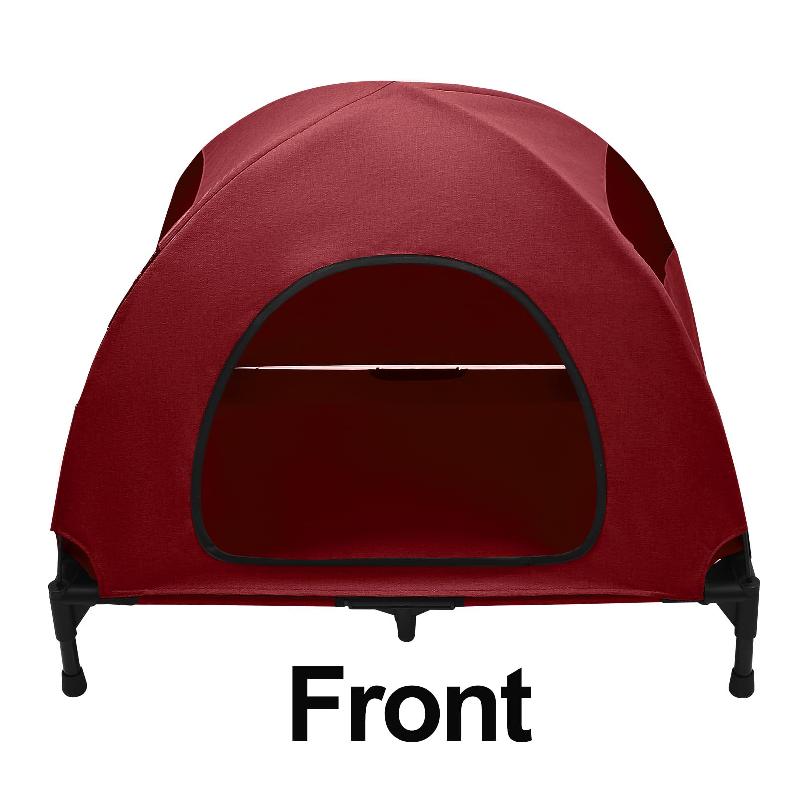 Love&Go Elevated Dog Bed With Metal Frame, Cooling Raised Pet Cot For Dog And Cat (M - Red Bed+Canopy, Medium-29.9X19.5X5.5 Inch