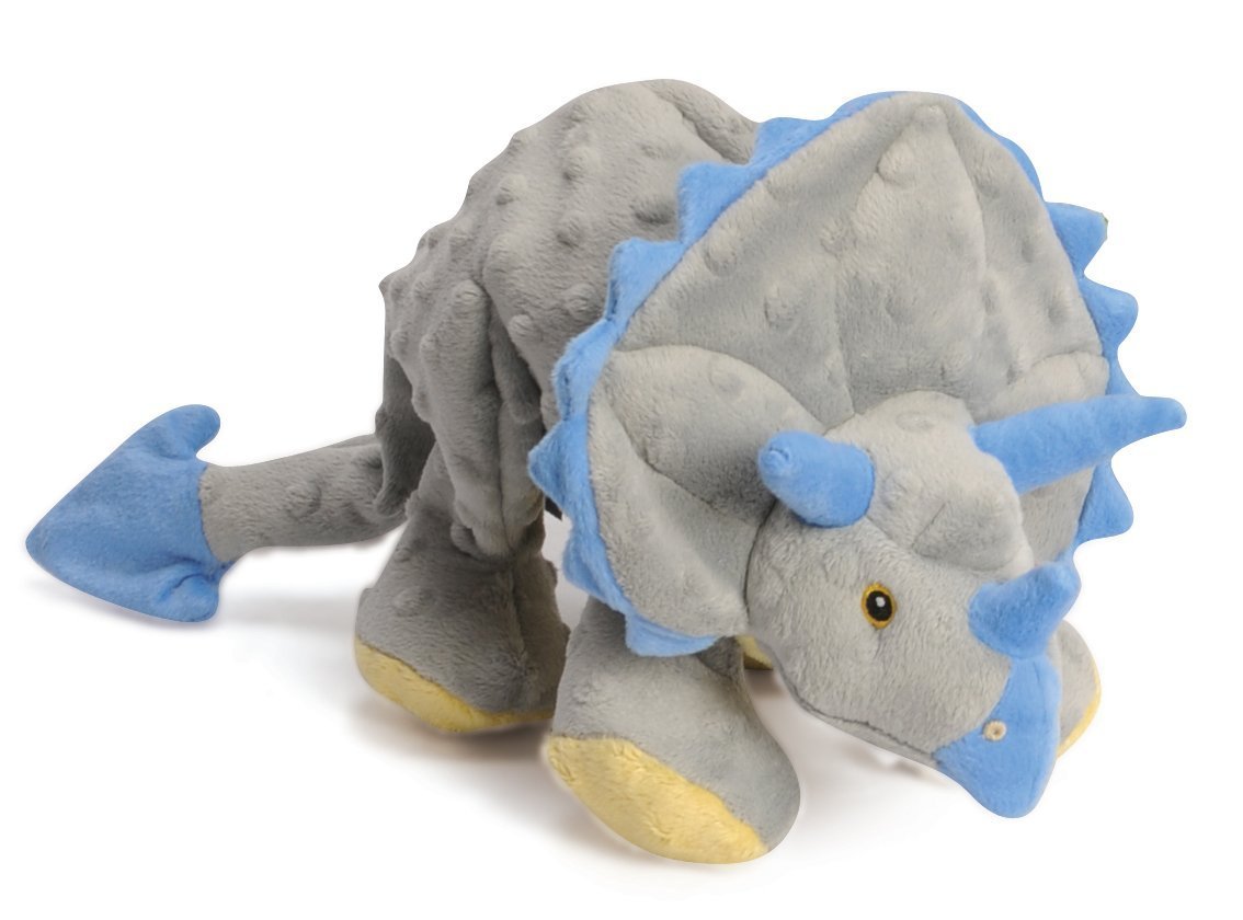 Godog Dinos Frills Squeaky Plush Dog Toy, Chew Guard Technology - Gray, Large