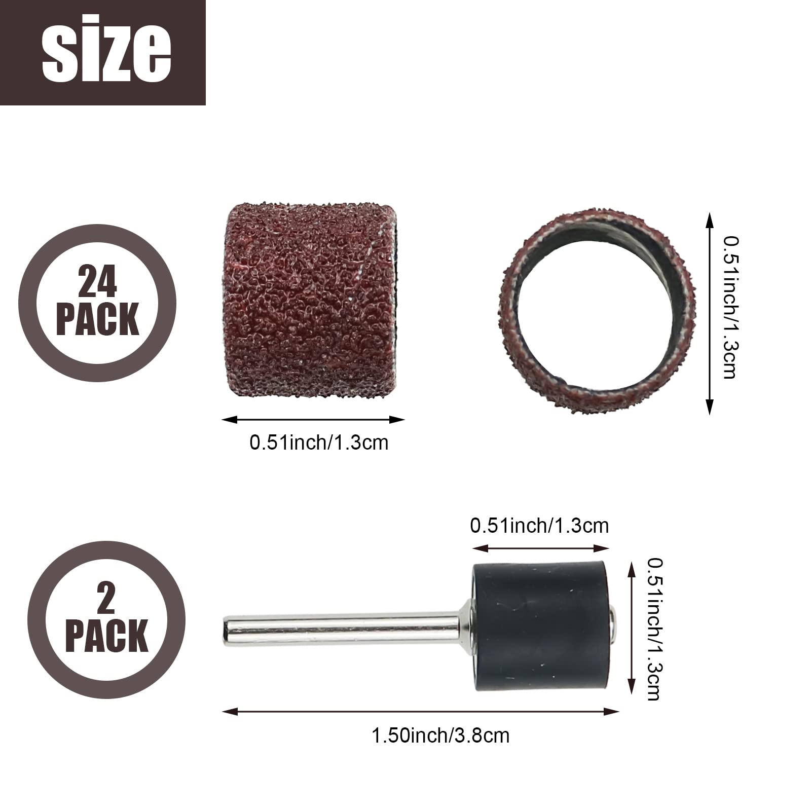 26 Pack Nail Grinder for Dogs Replacement Kit Sanding Drum Set Grit Sand Bands Shank Rotary Tool Kit Pet Nail Smoother Dog Claw