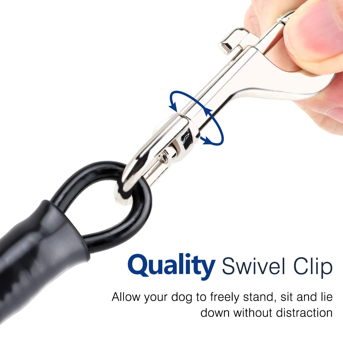 Pawaboo Dogseatbelt, Chew-Proof Leash Extender, Coated Steel Rope Restraint Car Safety Seat Belt Clip Strap, 360° Rotation Hook Heavy Duty Carabiner Steel Cable Dog Headrest Support, 26 Inch, Black