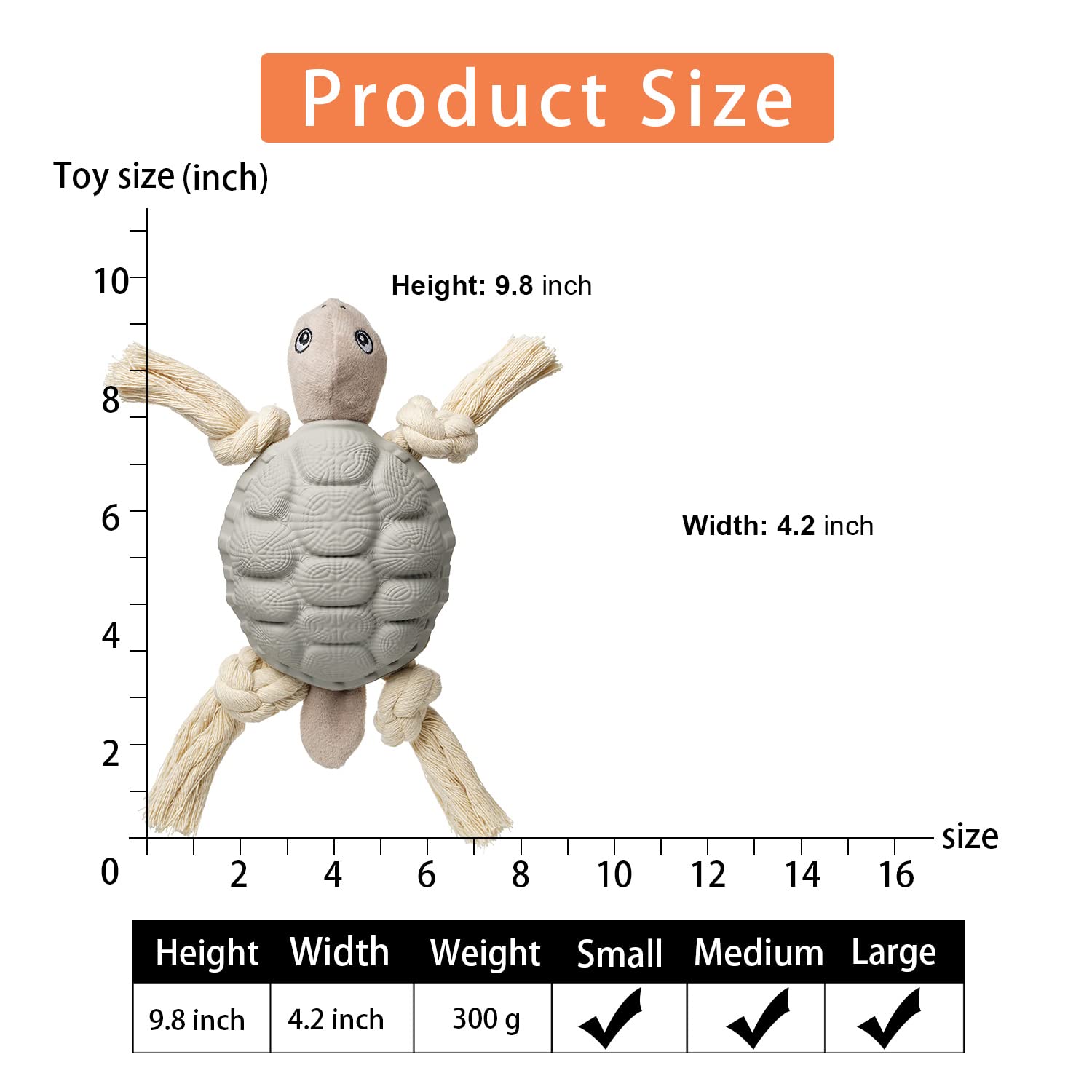 Sedioso Dog Toy Large Breed, Dog Rubber Turtle Toy, Dog Treat Dispensing Toy, Dog Squeaky Toy, Aggressive Dog Chew Toy for Middl