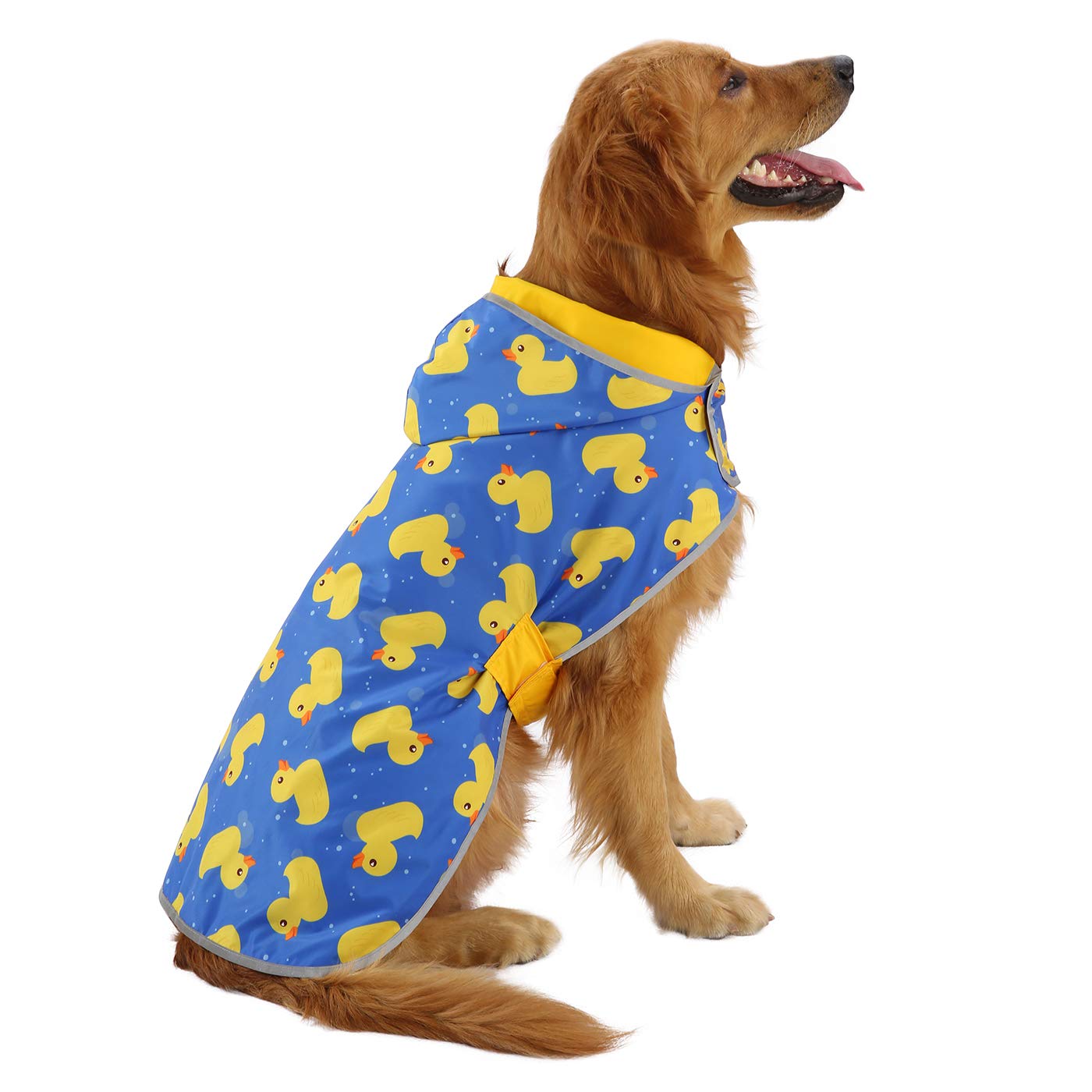 HDE Reversible Dog Raincoat Hooded Slicker Poncho Rain Coat Jacket for Small Medium Large Dogs Ducks Yellow - XL