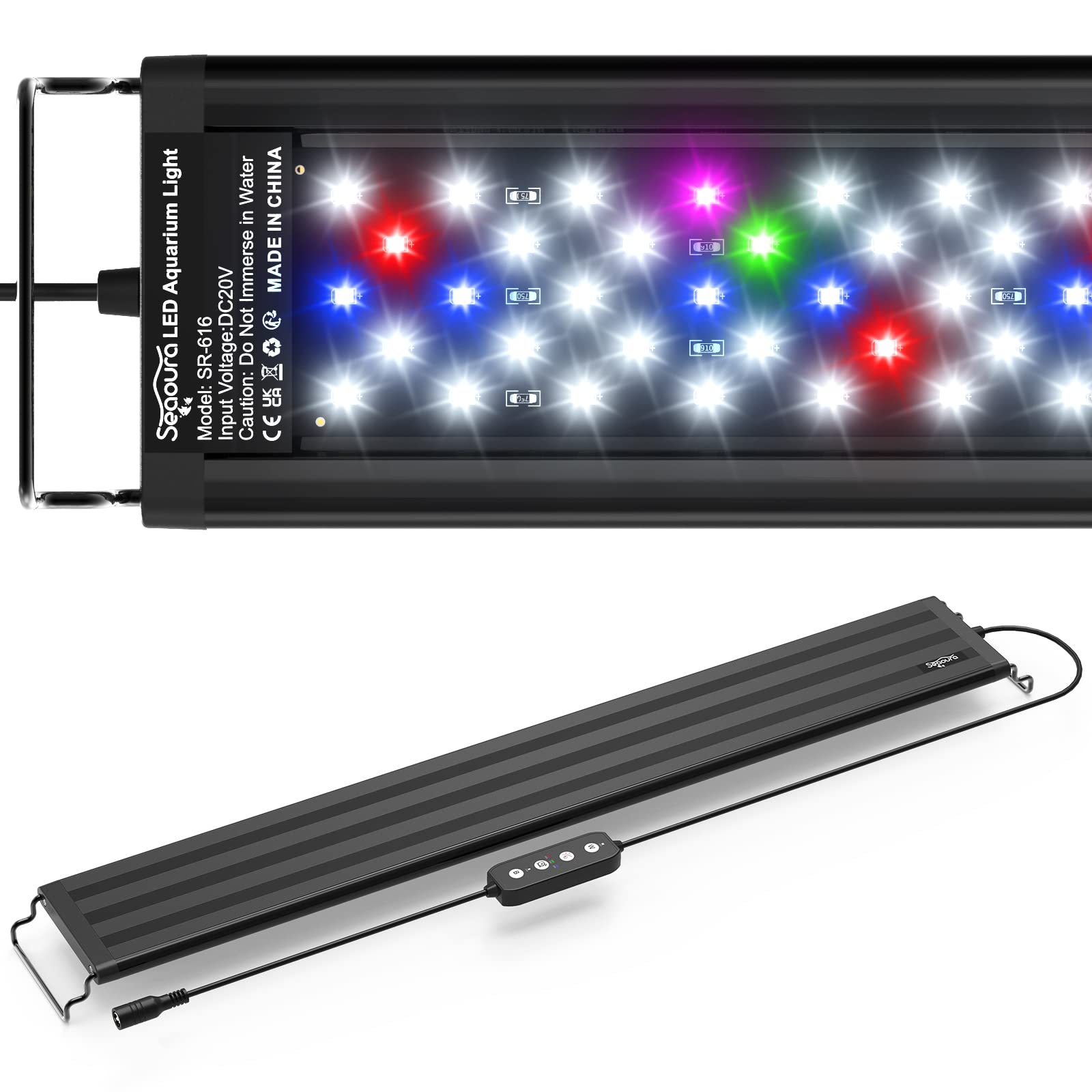 Seaoura Led Aquarium Light For Plants-Full Spectrum Fish Tank Light With Timer Auto On/Off, 24-30 Inch, Adjustable Brightness, W