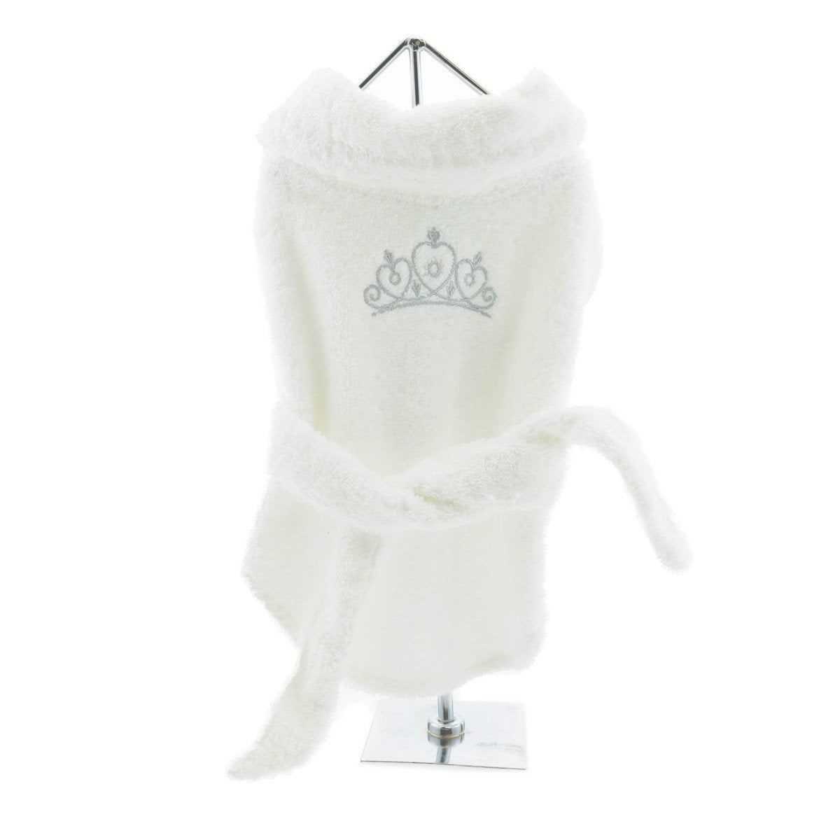 Doggie Design White Silver Tiara Cotton Dog Bathrobe (X-Small)