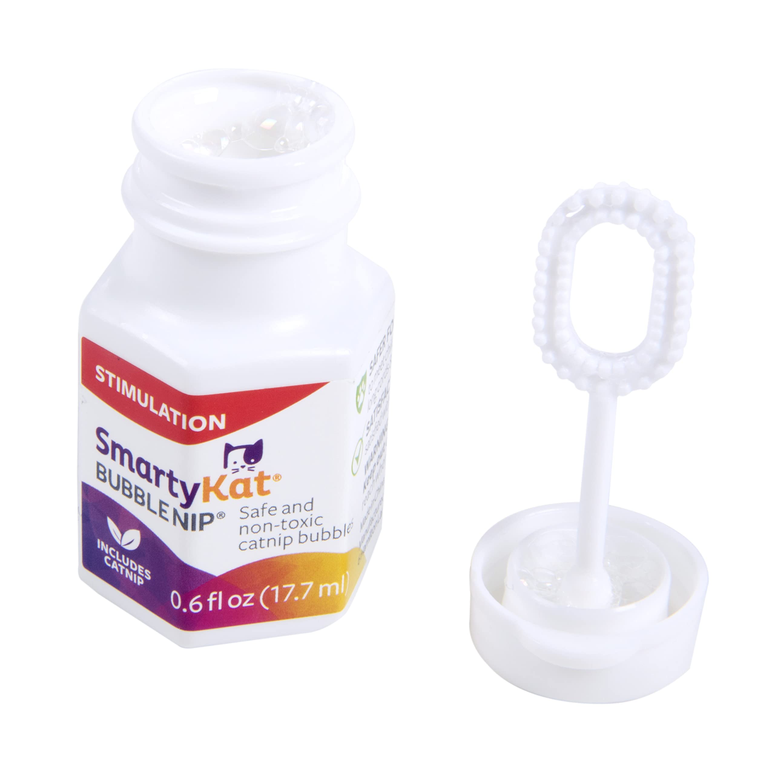 SmartyKat Catnip Bubbles - Safe Bubble Nip for Cats & Kittens, Trial Size 0.6 oz, Purple/Pink/Red
