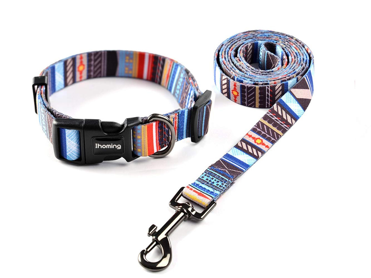 Ihoming Dog Collar And Leash Set For Daily Outdoor Walking Running Training, Splicing Design For Small Boys Girls Dogs Cats Pets, S-Up To 20Lbs