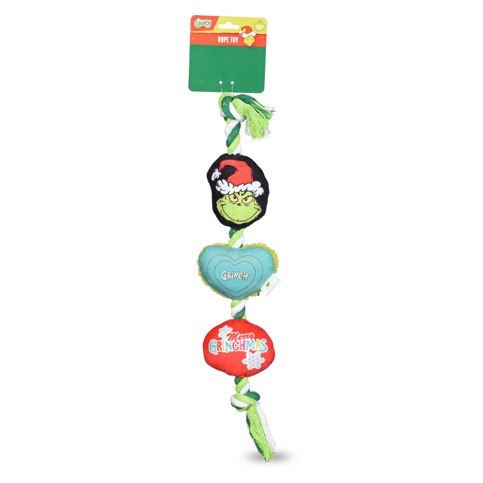 Dr. Seuss For Pets How The Grinch Stole Christmas 14” Grinch Rope Toy For Dogs | Squeaky Dog Toys, Rope Dog Toys, Holiday Toys For Dogs, Pet Christmas Stocking Gifts | The Grinch Dog Toys