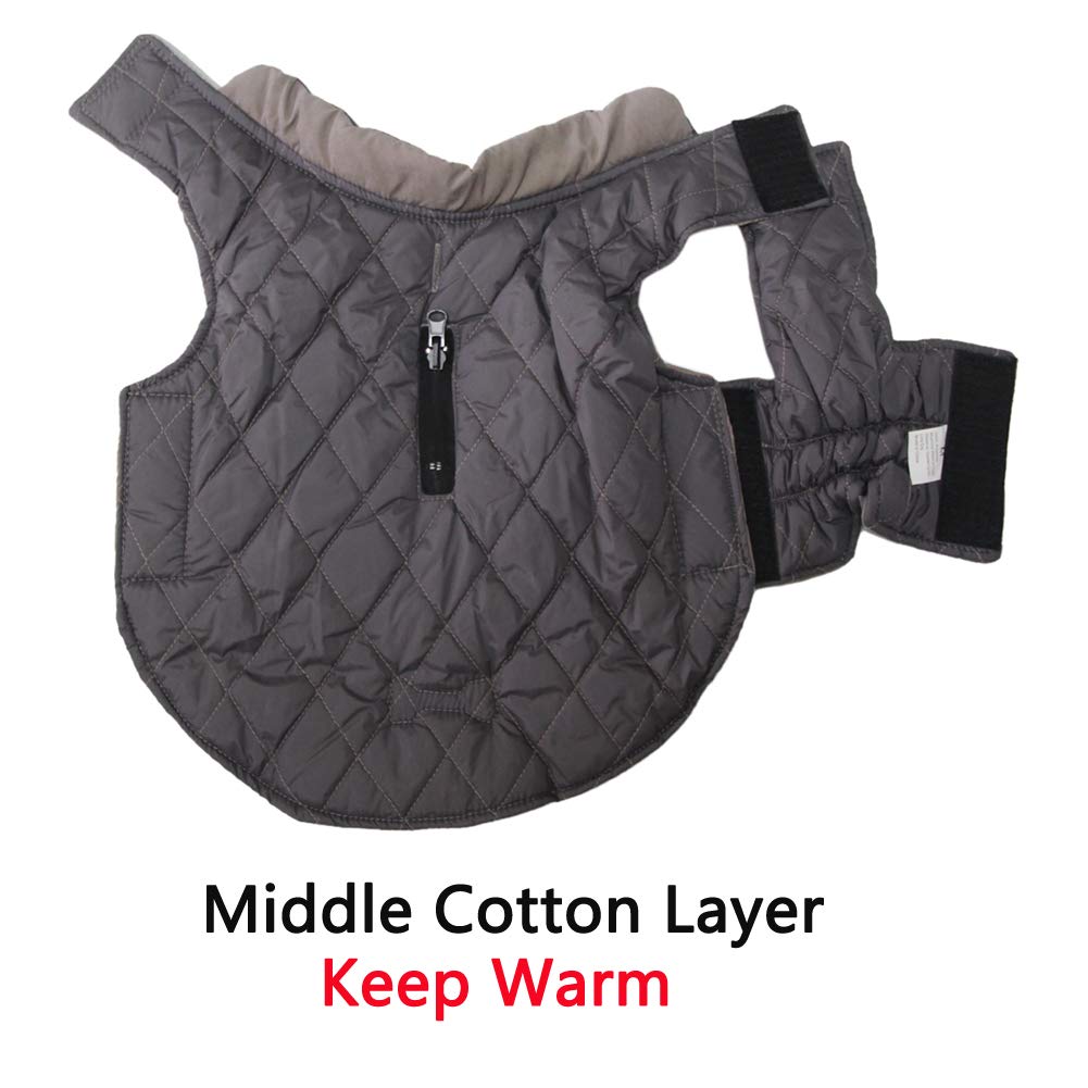 Vecomfy Reversible Dog Coats For Small Dogs Waterproof Warm Dog Jacket For Cold Winter,Grey M
