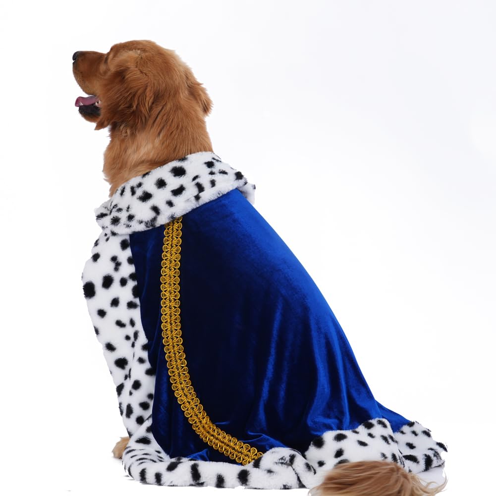 Lovelyshop Pet Serial Lux Fur Blue Cat Dog Cloak For Halloween Costumes, King Queen Prince And Princess Cosplay-Xl