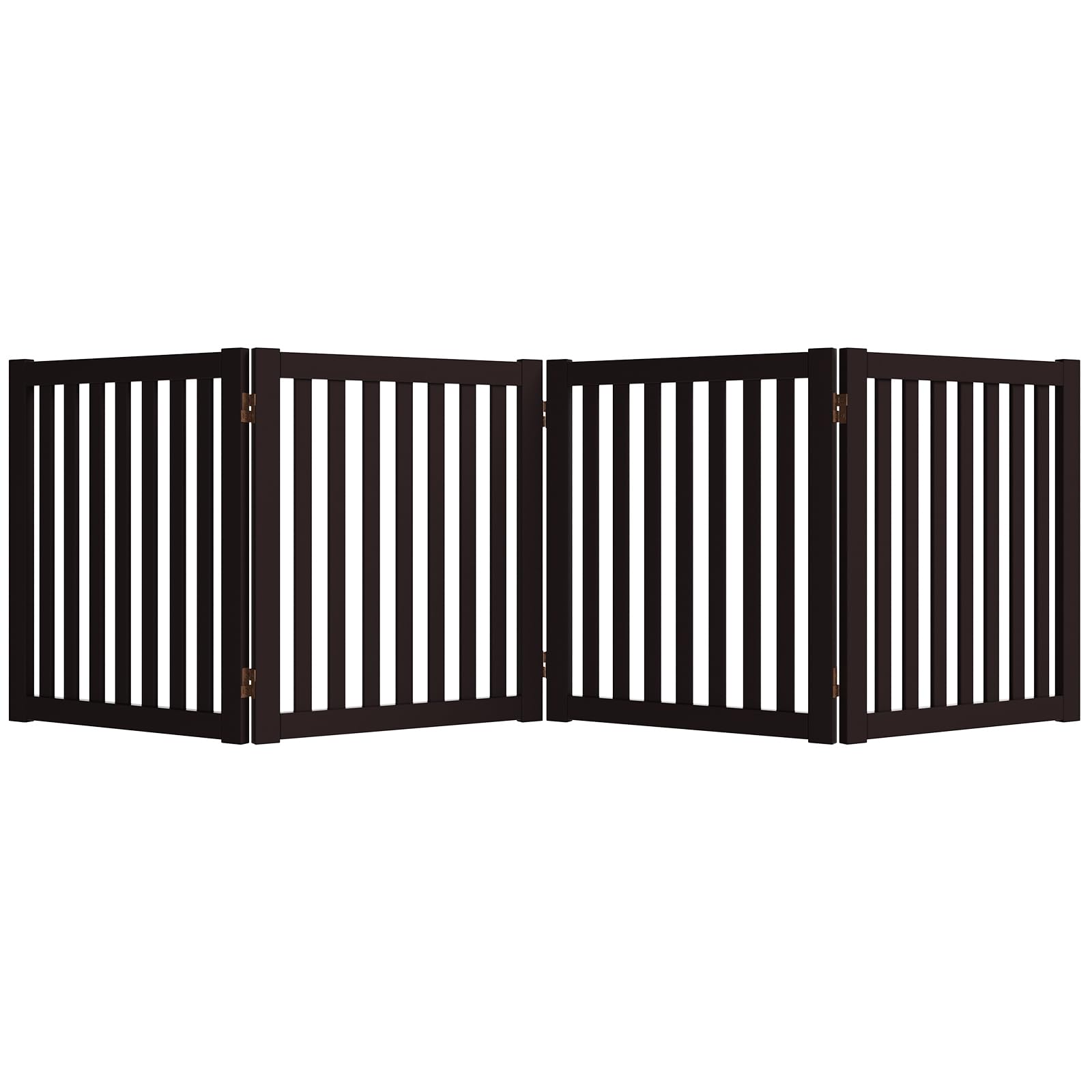 WELLAND 24'' Freestanding Pet Gate, Foldable Wooden Dog Gate, 4 Panel Step Over Fence, Indoor Puppy Gate, Expands Up to 80'' Wid