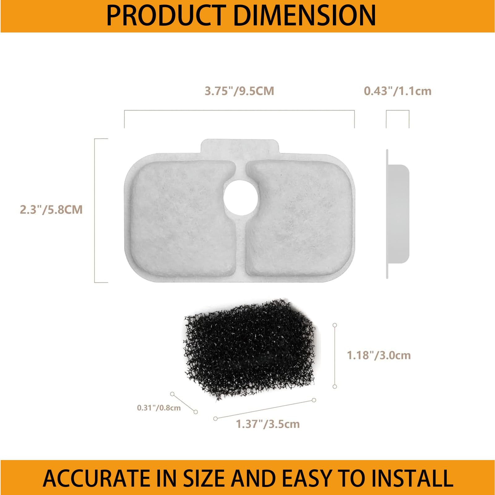 20 Packs Cat Water Fountain Filter Replacement Compatible With Petlibro Dockstream Cat Water Fountain Plwf005/Plwf115/Plwf105,Tr