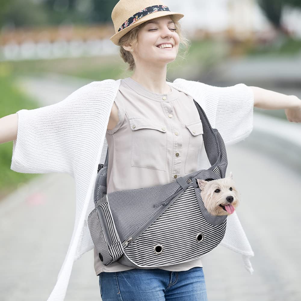 PetAmi Dog Sling Carrier for Small Dogs, Puppy Carrier Sling Purse, Dog Bags For Traveling, Carrying Bag to Wear Medium Cat, Adj