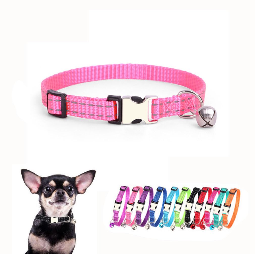 Puppy Collar With Bell, Reflective Nylon Metal Buckle Cat Collar With Bells For Xxs Xs Tiny Pet Little Dogs Girl Kitten Female S