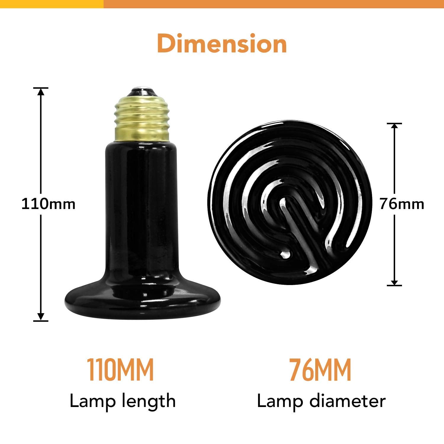 Simple Deluxe Reptile Heat Lamp Bulb Ceramic Heat Emitter 40W/60W/100W/150W/250W, No Light Emitting Brooder Coop Heater for Amph