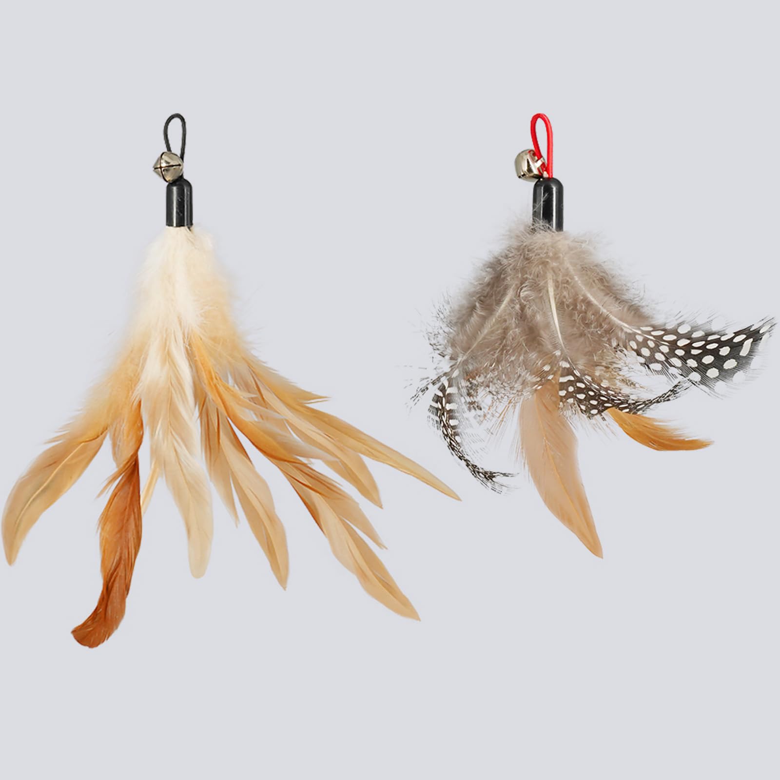 ROSAUI Cat Toy Refill Set - 6 Teaser Wand Attachments, 5 Feather Heads & 1 Bird, Interactive, Multicolored, Standard Size