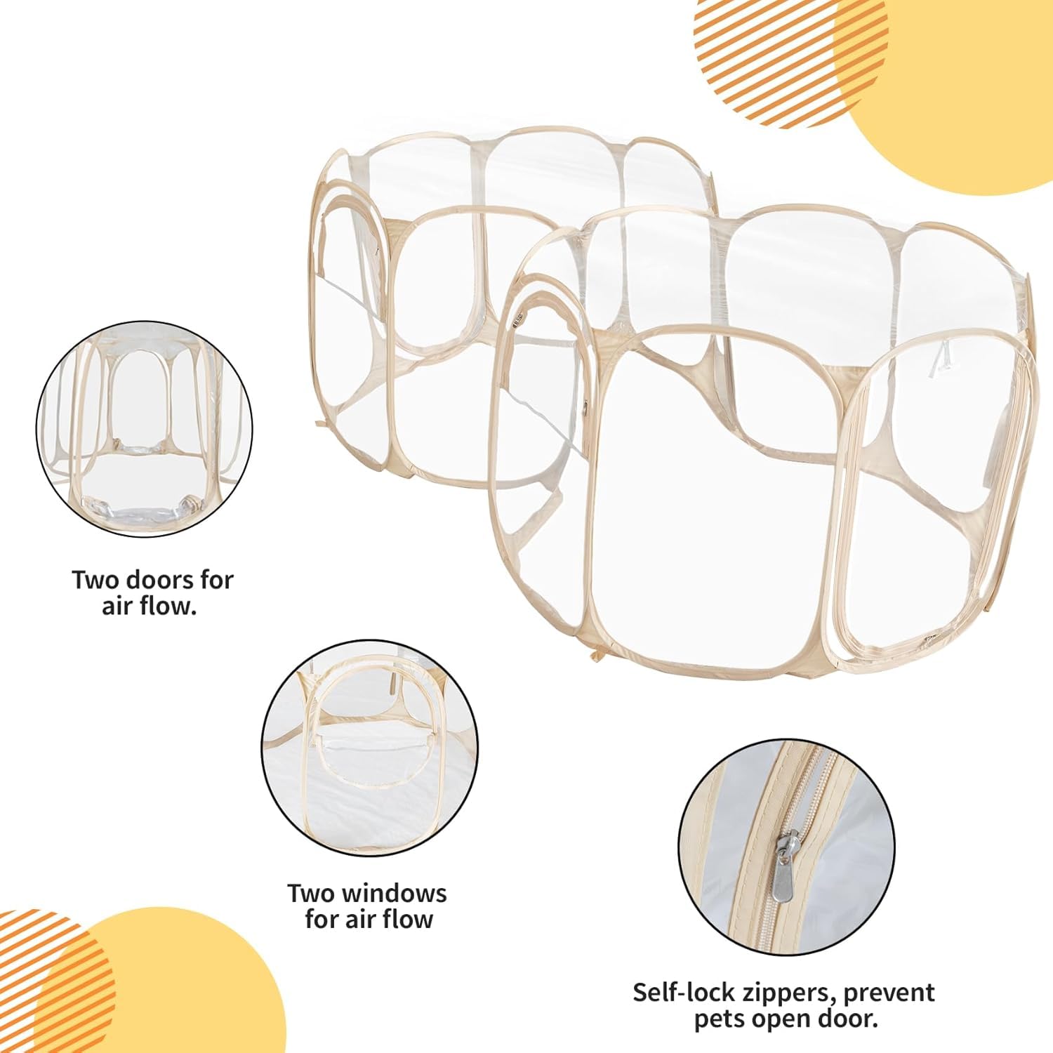 Cold Resistant Cat Playpen Pvc Dog Playpen - 90''Portable & Foldable Indoor Outdoor Puppy Playpen - Insulated 2-Room Dog Tentcra