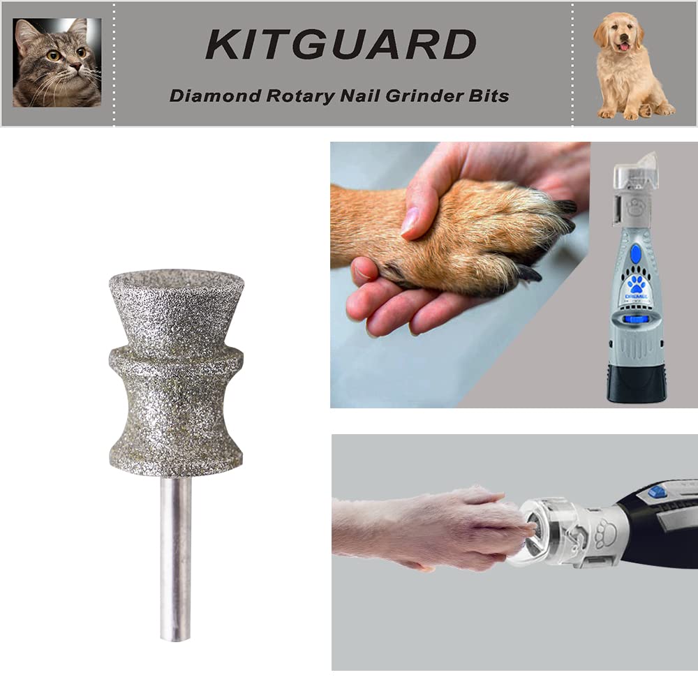 Kitguard Diamond Dremel Dog Nail Grinder Bits For Rotary Tool-1/8'' Dremel Dog Nail Grinder Attachment-Pet Nail Grinder Bit Work