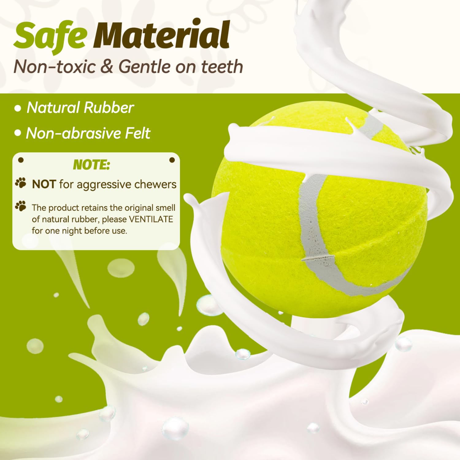 Nobleza 12 Pack 2.5' Floatable Squeaky Tennis Balls for Small Medium Dogs, Training Safe Natural Rubber Squeaky Dog Balls for Fe