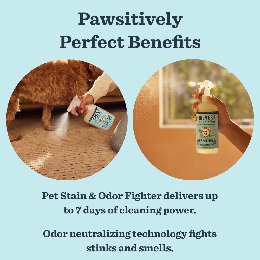 Mrs. MEYERS Clean Day Pet Cleaning Kit, includes Pet Stain & Odor Fighter 28oz and Odor Neutralizer 28oz, Coconut Leaf