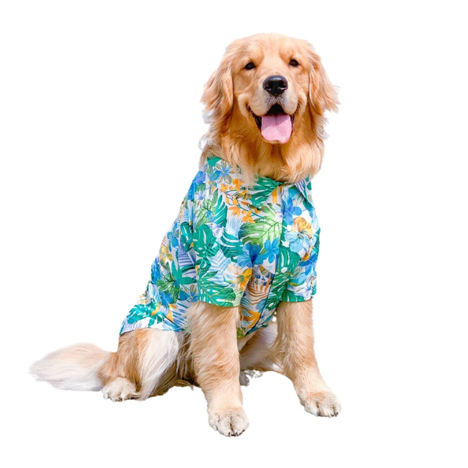 Harikaji Dog Hawaiian Shirt, Summer Pet Clothes Large Dog Cool Costume Beach T-Shirt For Medium Large Dog(Blue,4Xl)