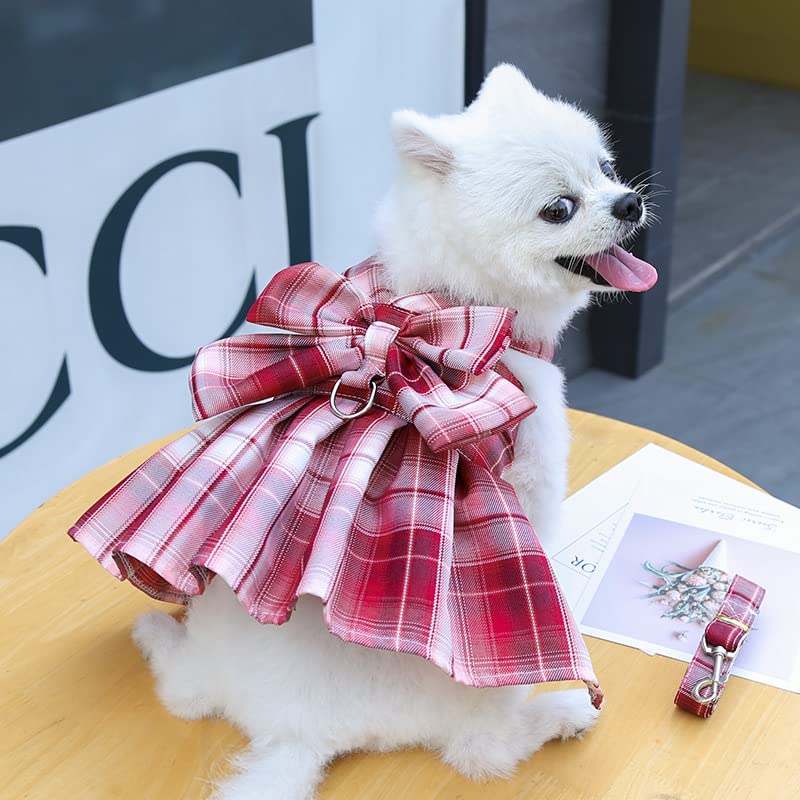 Clopon Female Dog Clothes Doggy Tutu Dress Yorkie Dresses For Girl Dogs Pink Harness Outfits Medium Cute Vest M