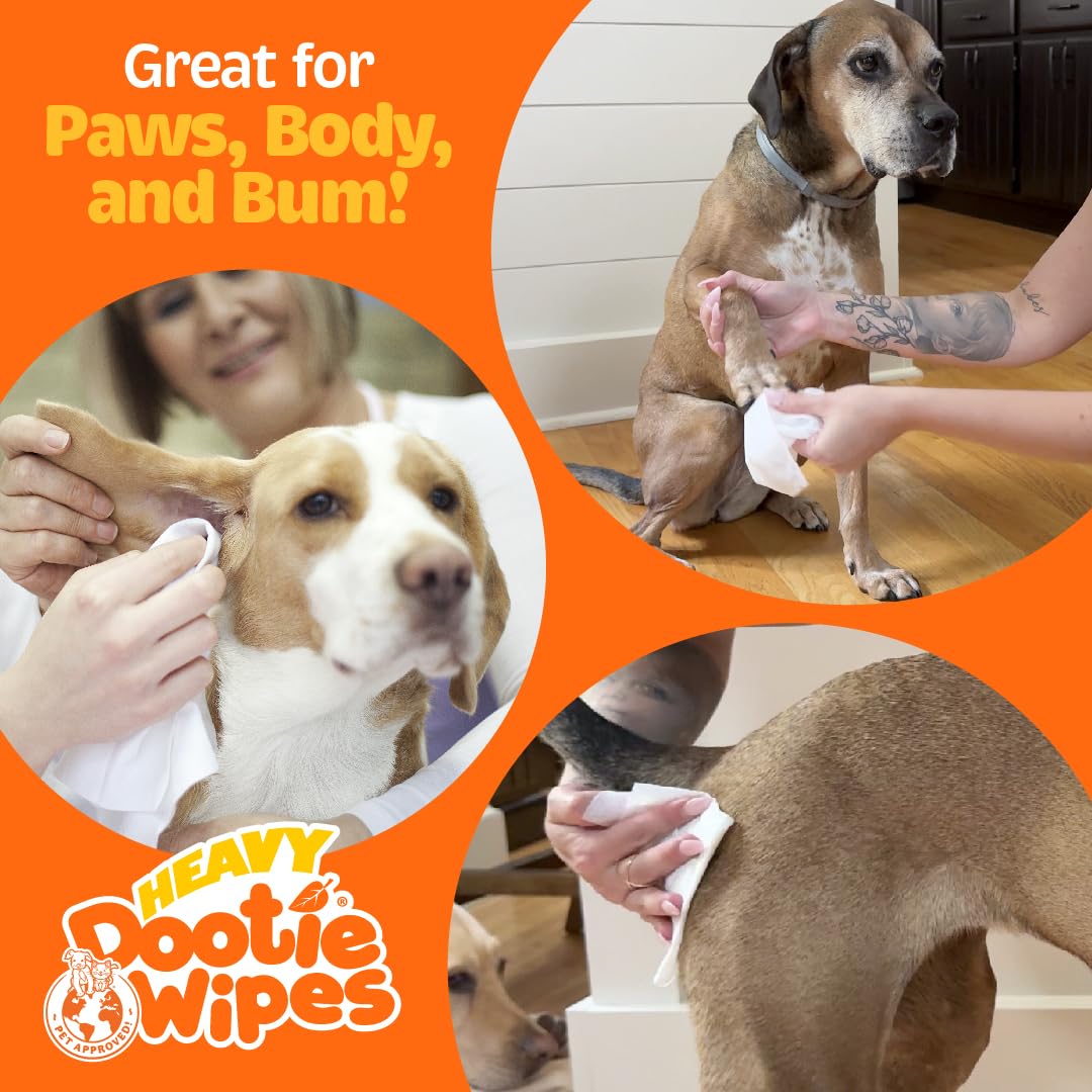 HEAVY Dootie Wipes - Convenient Durable Dog Wipes for Paws, Butt with Very Mild Pleasant Citrus Scent, 100 Count - Puppy Essenti