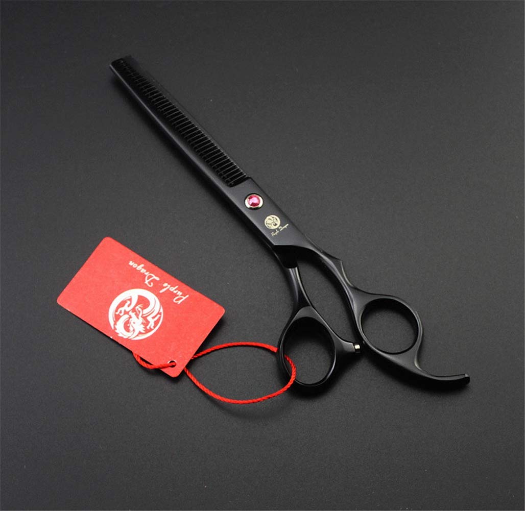 Purple Dragon Professional 7.0 Inch 4Pcs Pet Grooming Scissors Kit Japan Premium Steel Straight & Curved & Thinning Blade Dog Hair Cutting Shears Set With Case