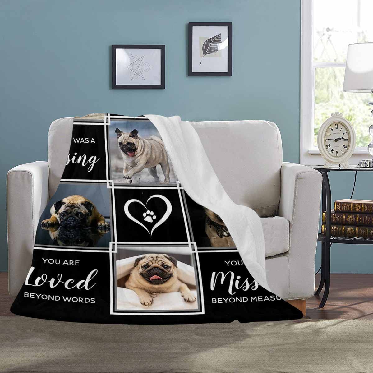 Interestprint Personalized Blanket In Loving Memory Of Loss Dog, Custom Pet Loss Sympathy Memorial Blanket