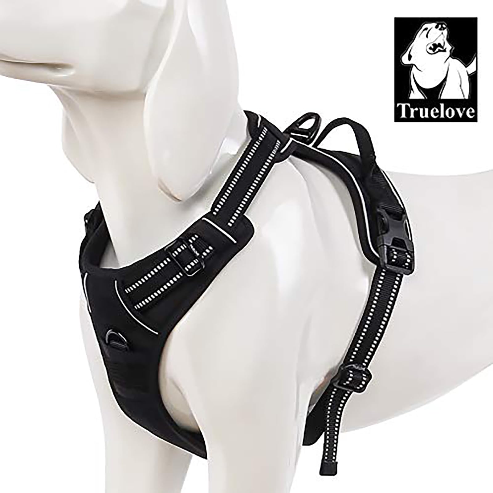True Love Truelove Adjustable No-Pull Dog Harness Reflective Pup Vest Harnesses Comfortable Control Brilliant Colors Tlh5651(Black,L)