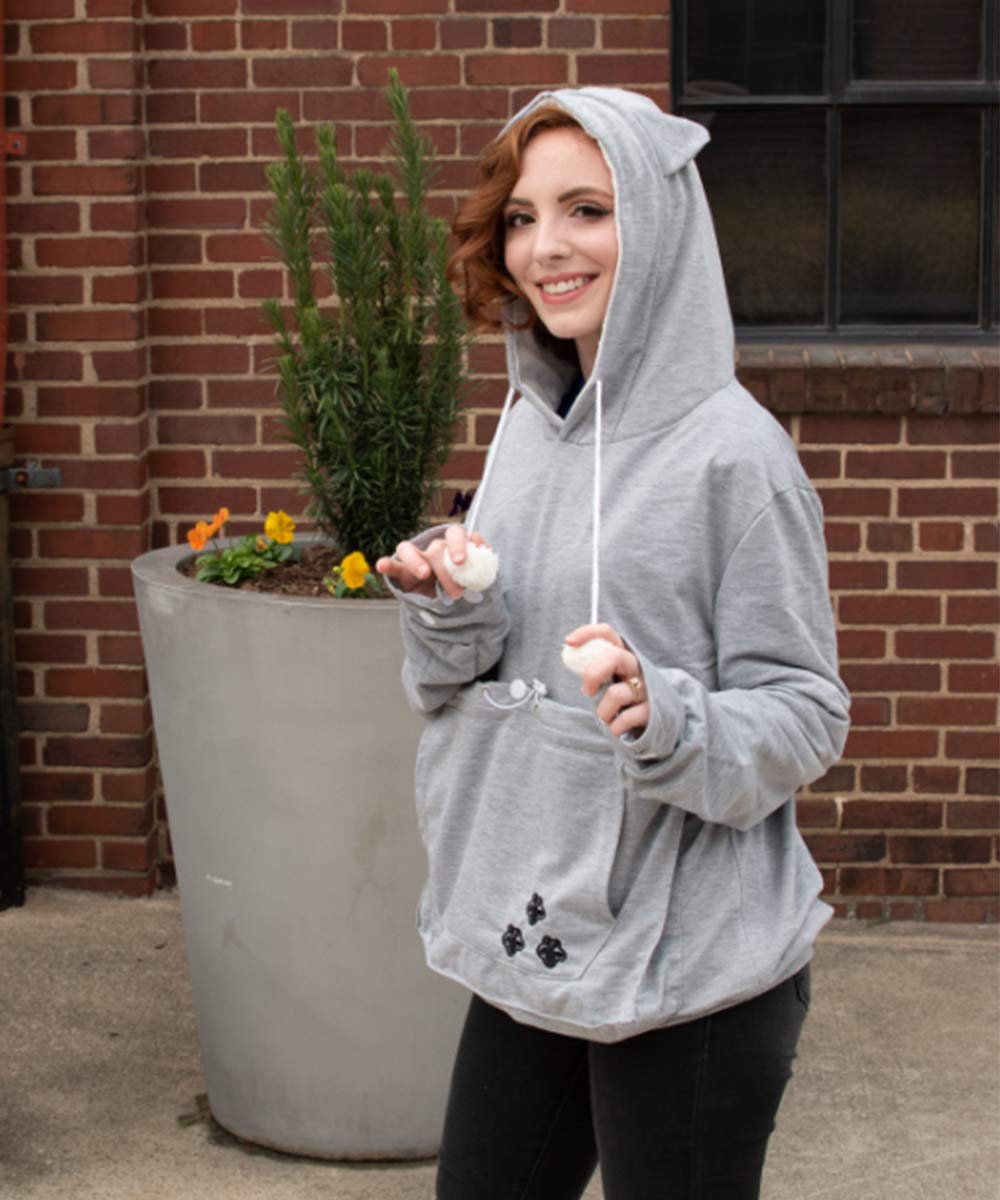 Kei Tomlison Unisex Big Pouch Hoodie Long Sleeve Pet Dog Holder Carrier Sweatshirt,Grey,Xx-Large