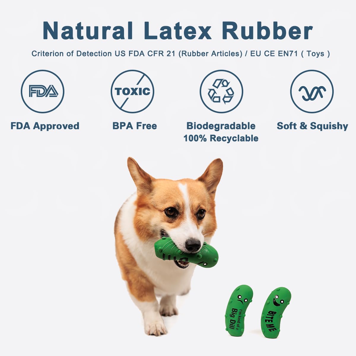 Pawdoer Squeaky Dog Toys for Medium Dogs, Soft Latex Squeaky Dog Ball, Cute Funny Squeak Crunchy Pickle Pet Toys