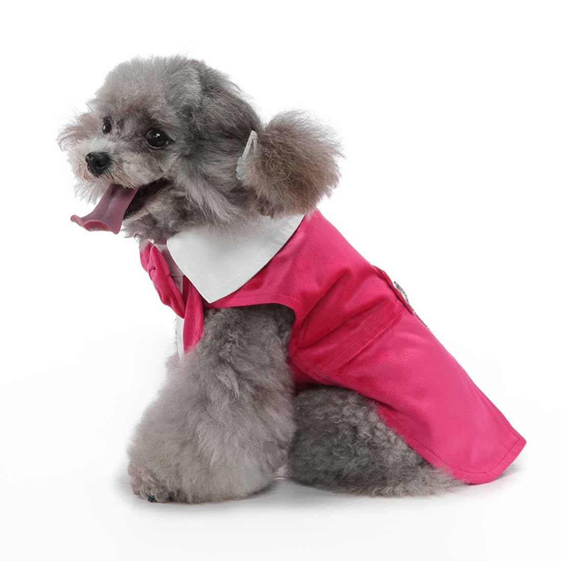 Doteyayp Puppy Velvet Tuxedo With Detachable Bowtie Prom Wedding Formal Wear Prince Costume For Small Dog (Small, Rose)