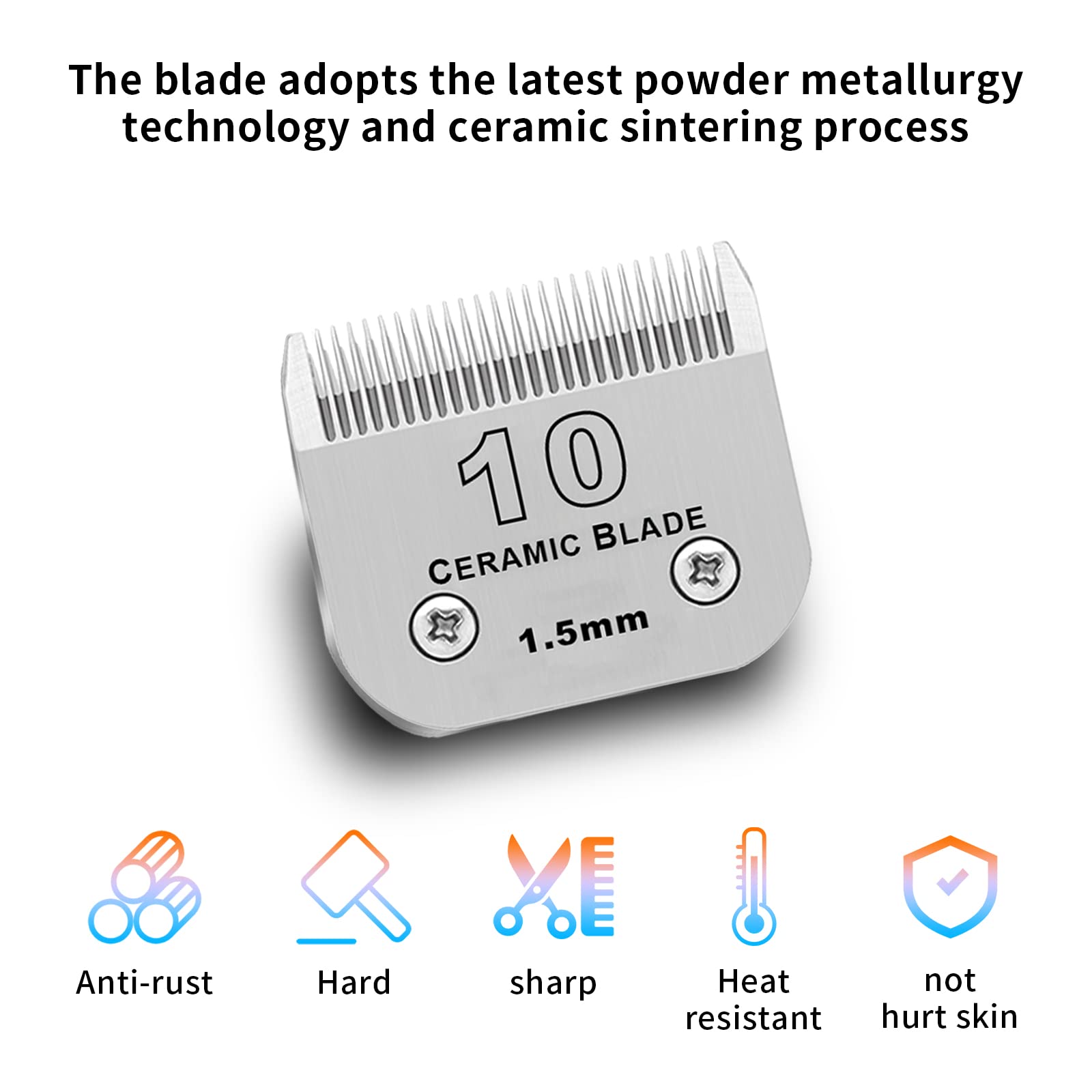 Dodaer 3 Pack 10# Detachable Pet Dog Grooming Ceramic Blades,Compatible With Andis,Oster A5,Wahl Km-10 Series,Size #10 Blade 1/1