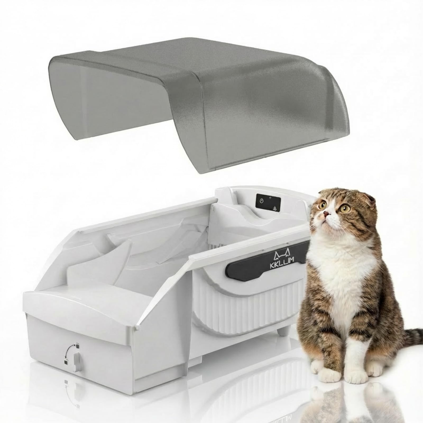 Automatic Litter Box, Open-Top Self Cleaning Litter Box for Multiple Cats, Large Space with Low Entry, Dual Safety Sensors, Quie