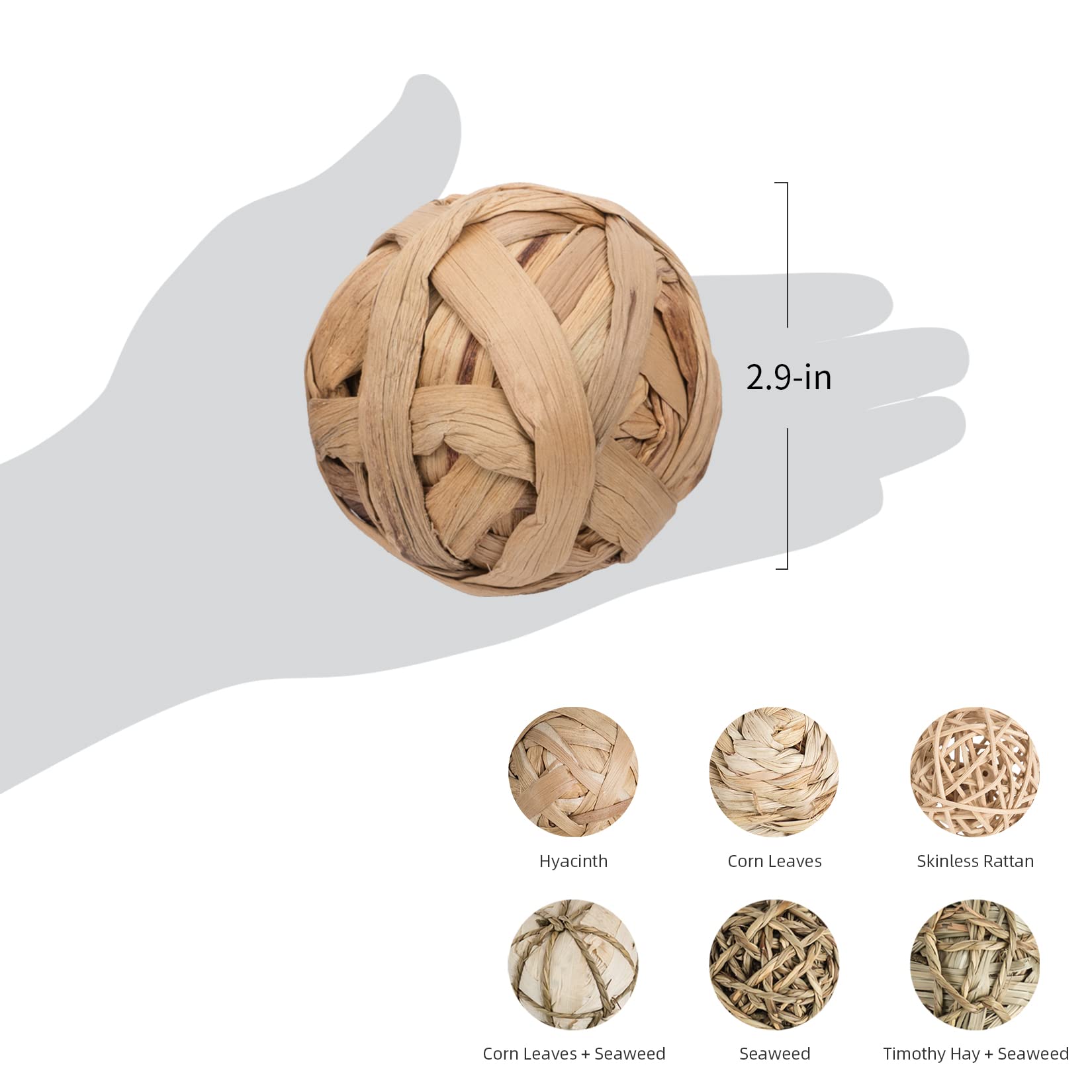 Niteangel Natural Chew Activity Toys Fun Safe Hay Grass Pet Balls for Chinchilla Guinea Pig Rats Rabbits Hamster Gerbil Degu Bun