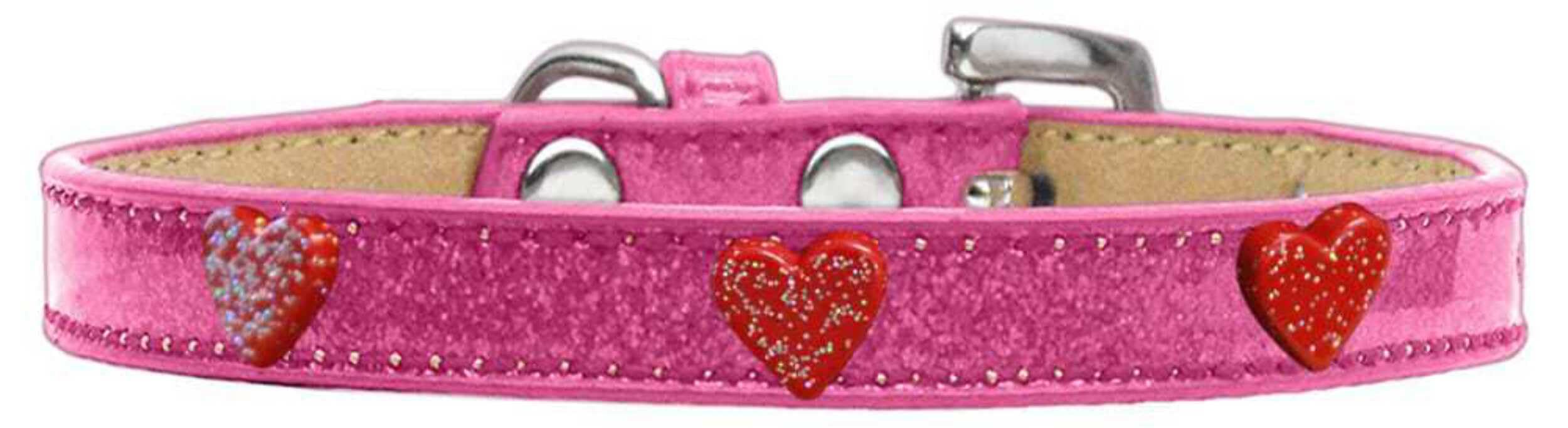 Dog, Puppy & Pet Widget Ice Cream Collar, Red Glitter Heart Black 16