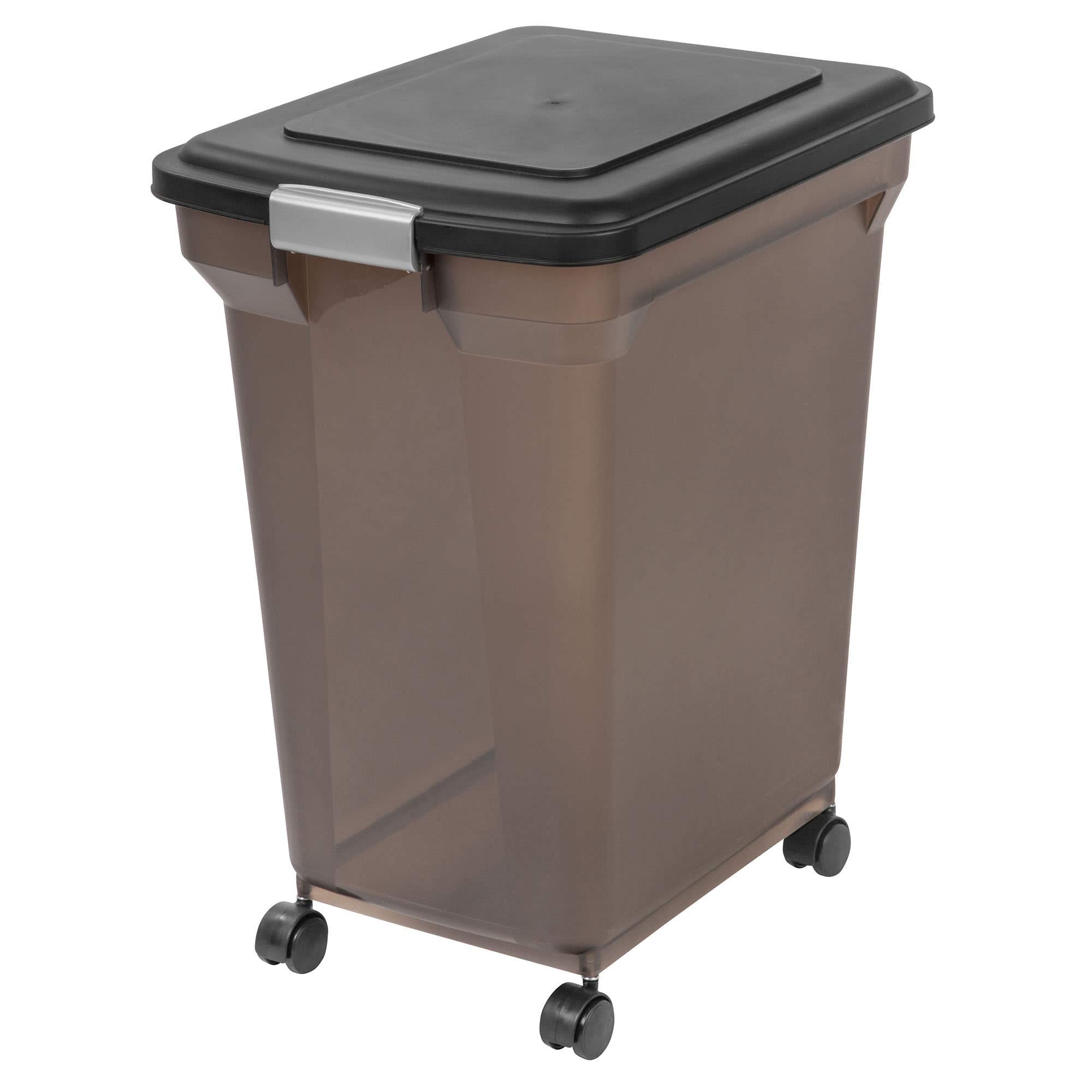 IRIS USA 55 Lbs  67 Qt WeatherPro Airtight Pet Food Storage container with Attachable casters For Dog cat Bird and Other Pet Foo