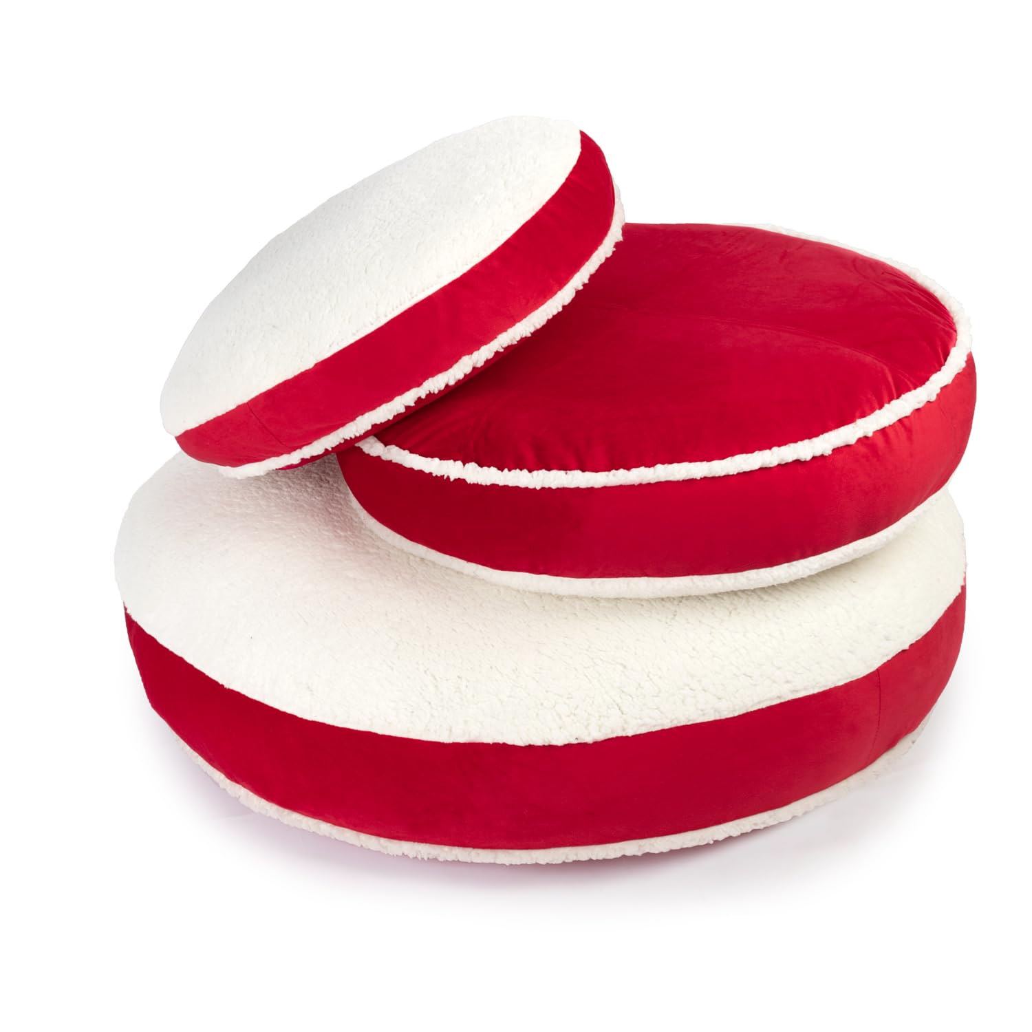 Sherry Kline 27" Round Pet Bed - Red Velvet & Natural Sherpa, Model 719294711461