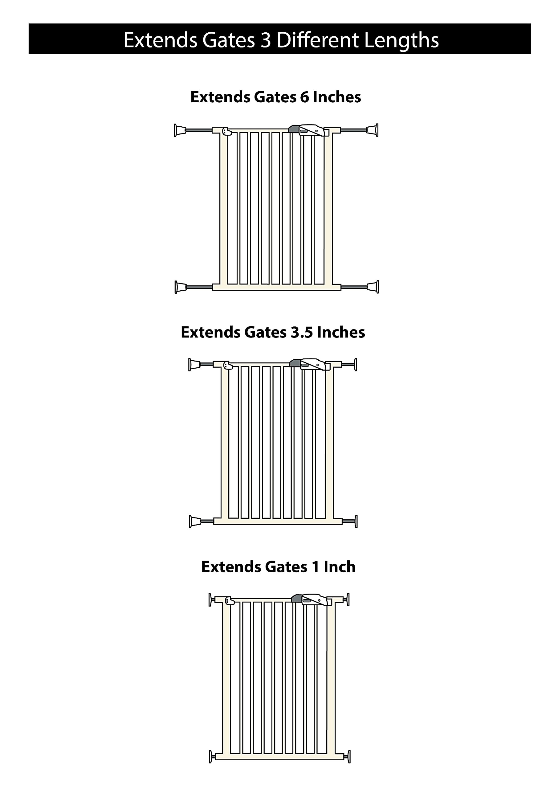 Wall Nanny Extender - 6 Inch Baby Gate Extension Guard (Made In Usa) Extends Pressure Mounted Gates + Protects Walls + Stabilizes Gate - For Child, Pet & Dog Gates - Protector Works On Stairs - 4 Pack