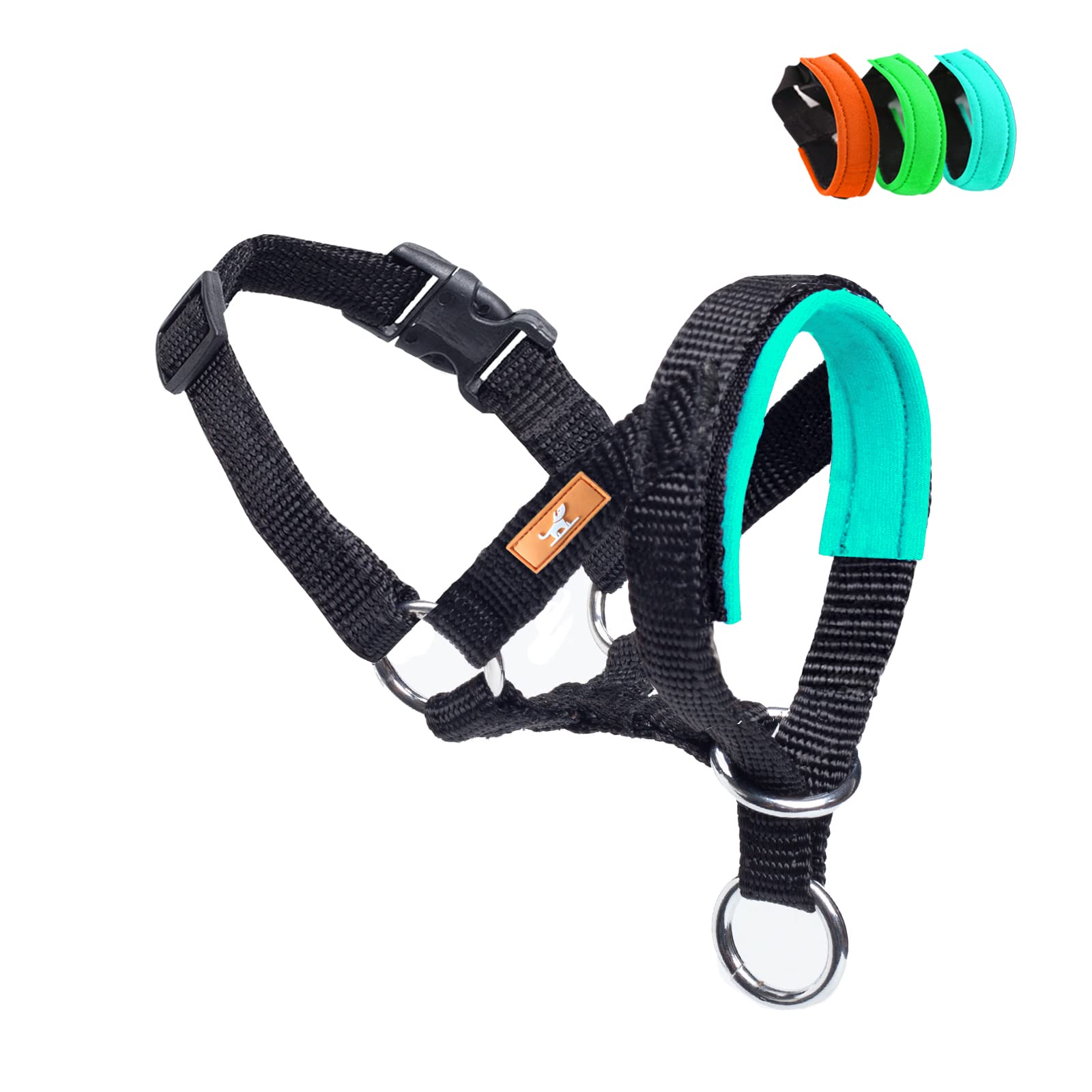 Wintchuk Dog Head Collar With Soft Fabric, Head Harness Stops Dog Pulling, Head Leash For Small Medium Large Dogs Walking (L, Green)