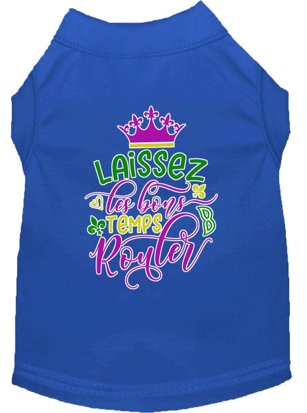 Mirage Pet Product Laissez Les Bons Temps Rouler Screen Print Mardi Gras Dog Shirt Blue XL