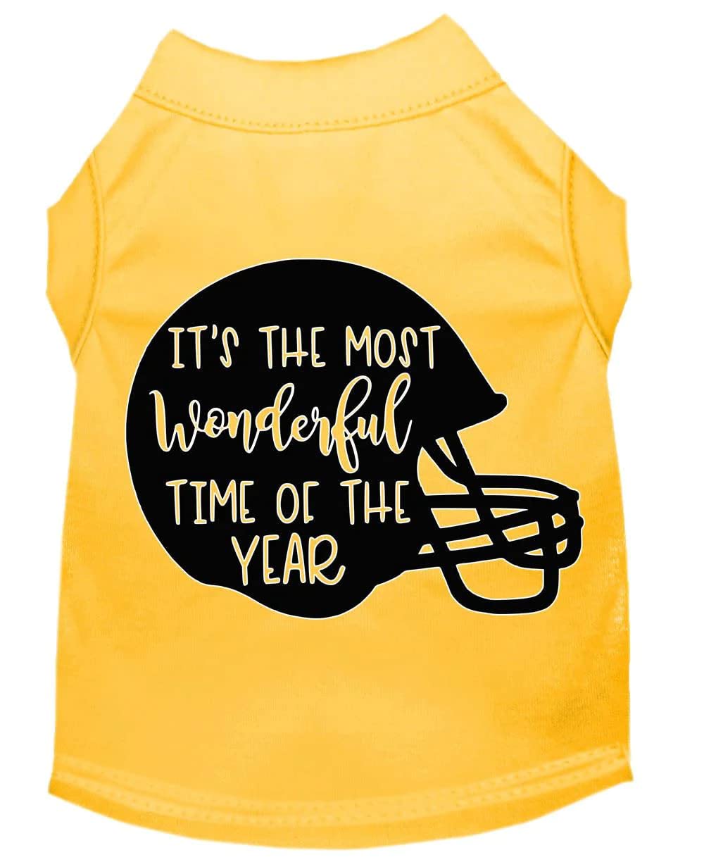 Pet Dog & Cat Shirt Screen Printed, "It's The Most Wonderful Time Of The Year (Football)" Red 3XL (25-35 lbs.)