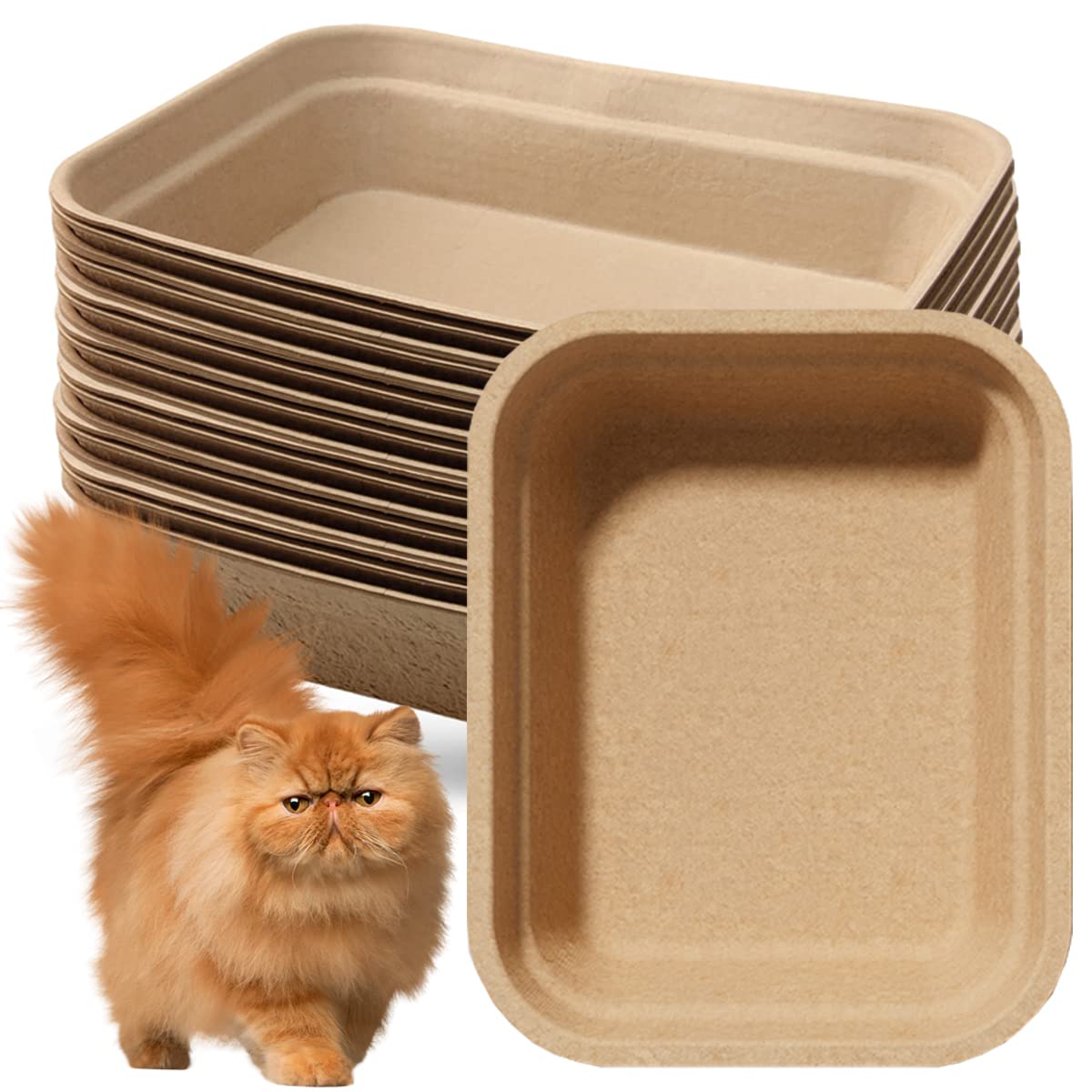 15 Pack Disposable Litter Boxes For Cats Paper Litter Tray Travel Toilet Cat Litter Box For Indoor Outdoor For Cat, Hamster, Gui